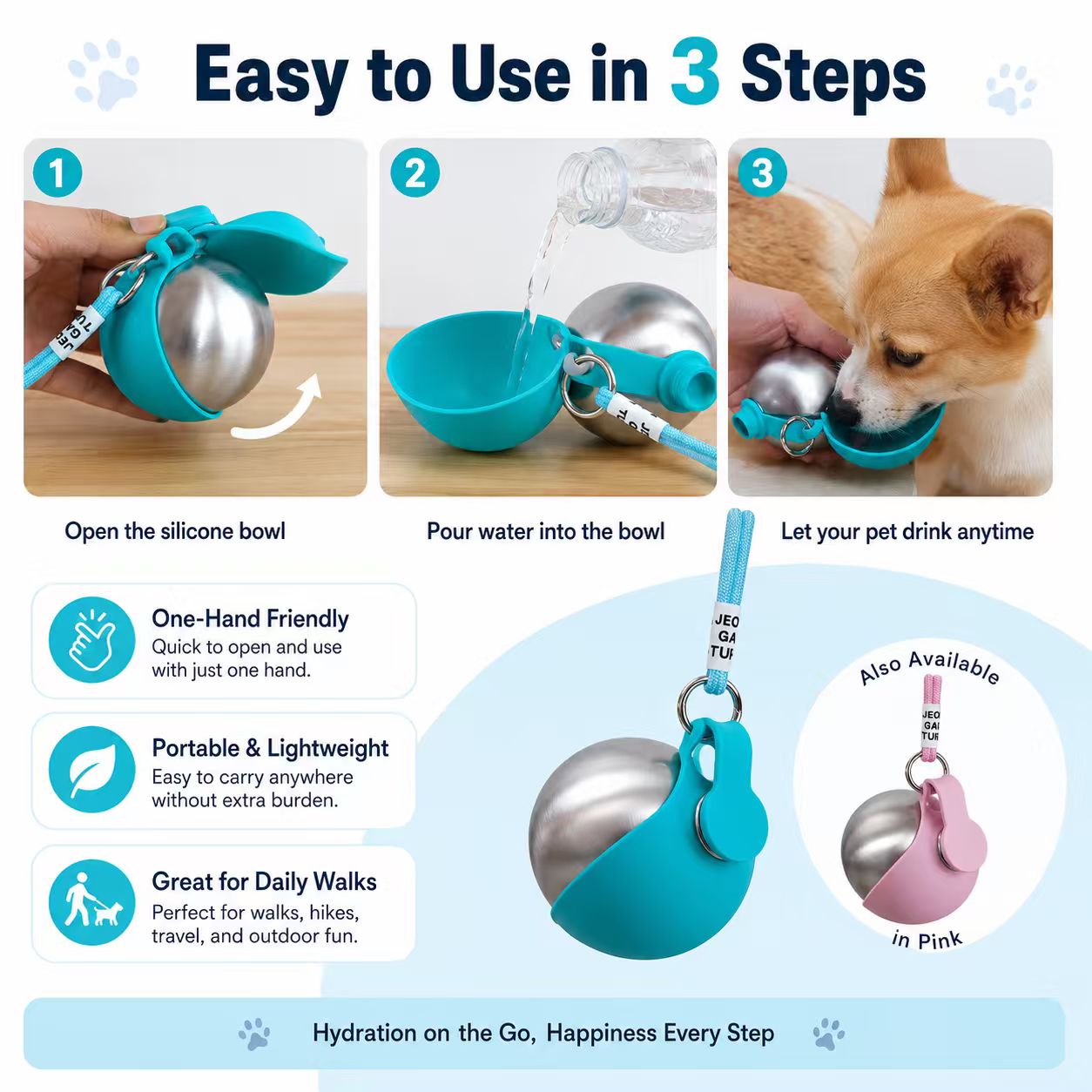 285 ml Stainless Steel Travel Water Bottle for Pets — thumbnail 5