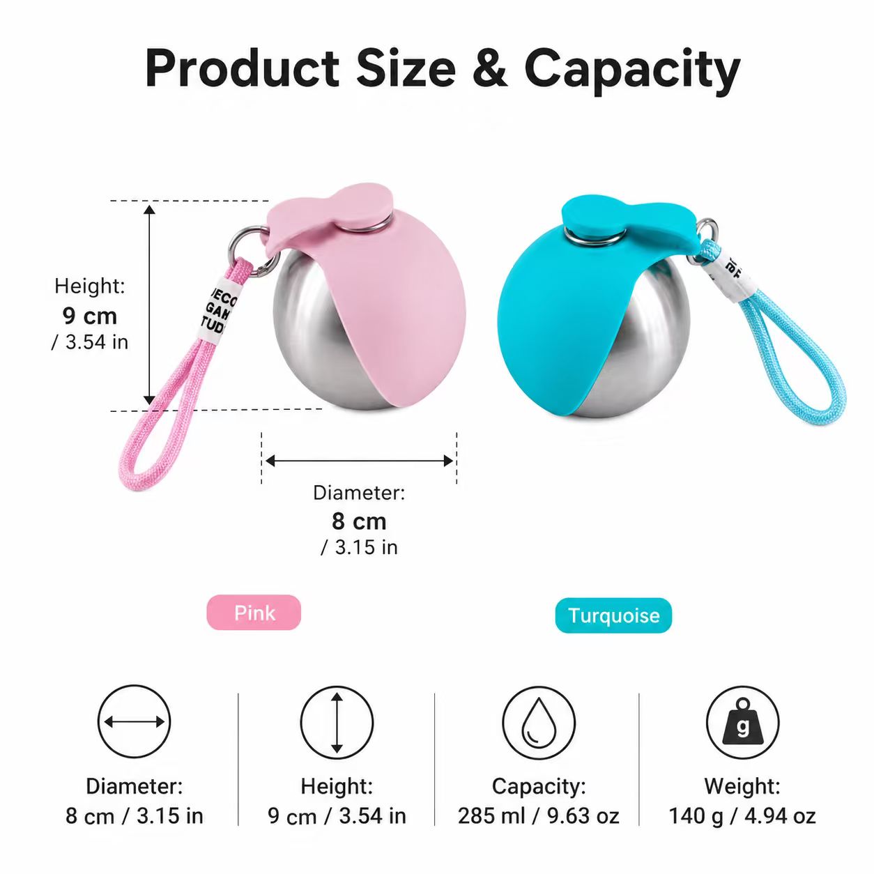 285 ml Stainless Steel Travel Water Bottle for Pets — thumbnail 6