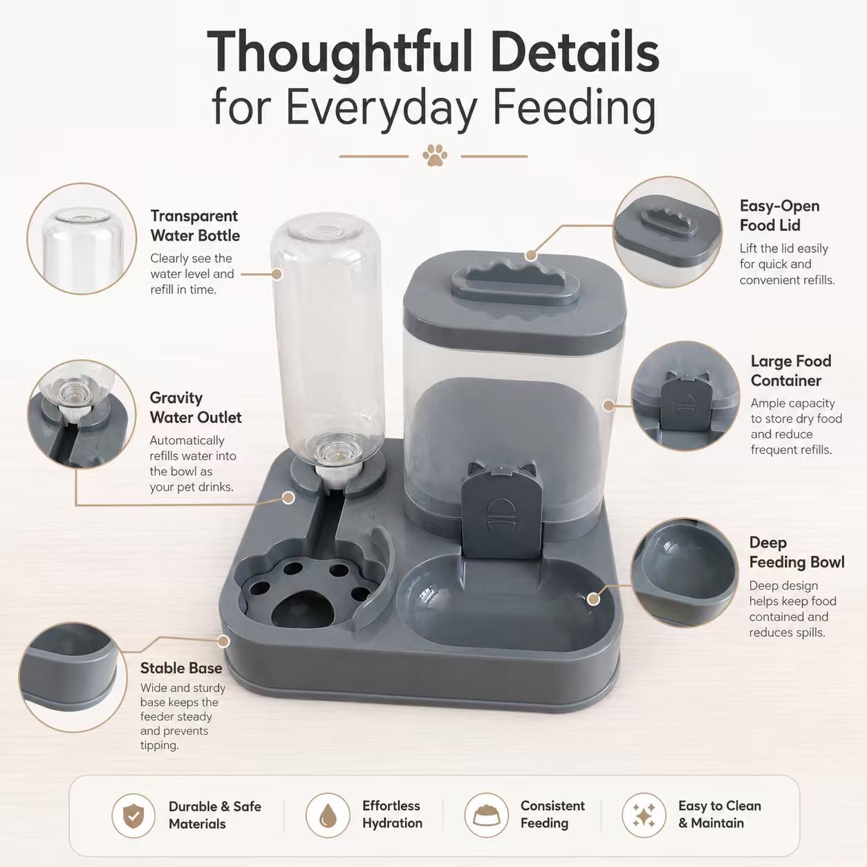 2-in-1 Gravity Pet Feeder and Water Dispenser