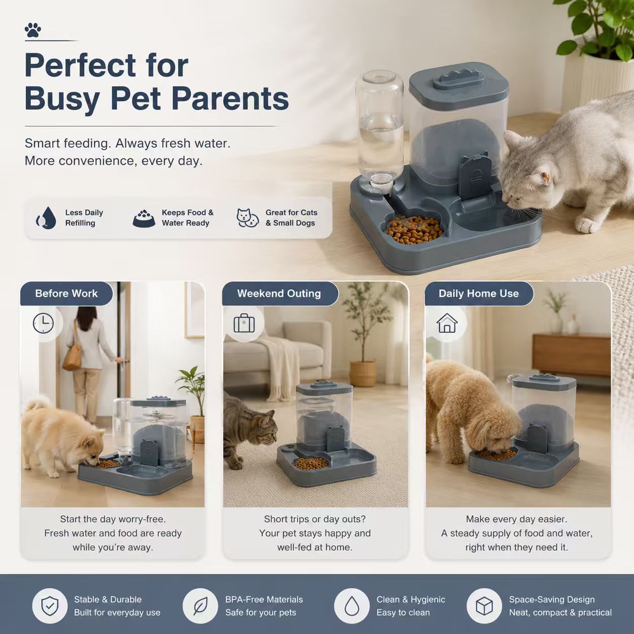 2-in-1 Gravity Pet Feeder and Water Dispenser — thumbnail 4