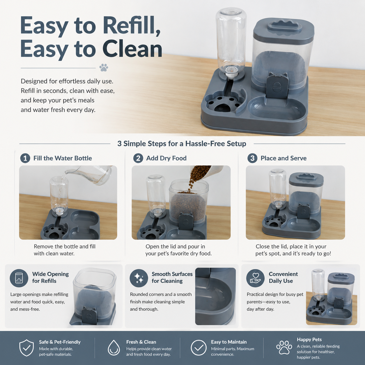 2-in-1 Gravity Pet Feeder and Water Dispenser — thumbnail 2