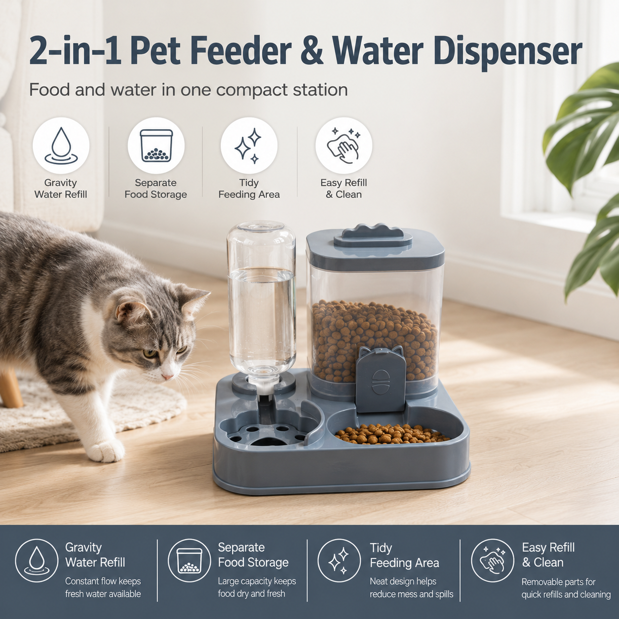 2-in-1 Gravity Pet Feeder and Water Dispenser — thumbnail 5