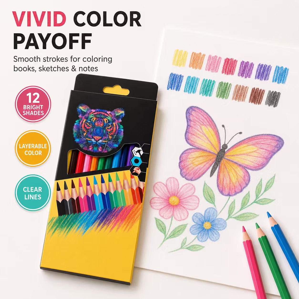 12-Color Pencil Set in Tiger-Print Box — thumbnail 3