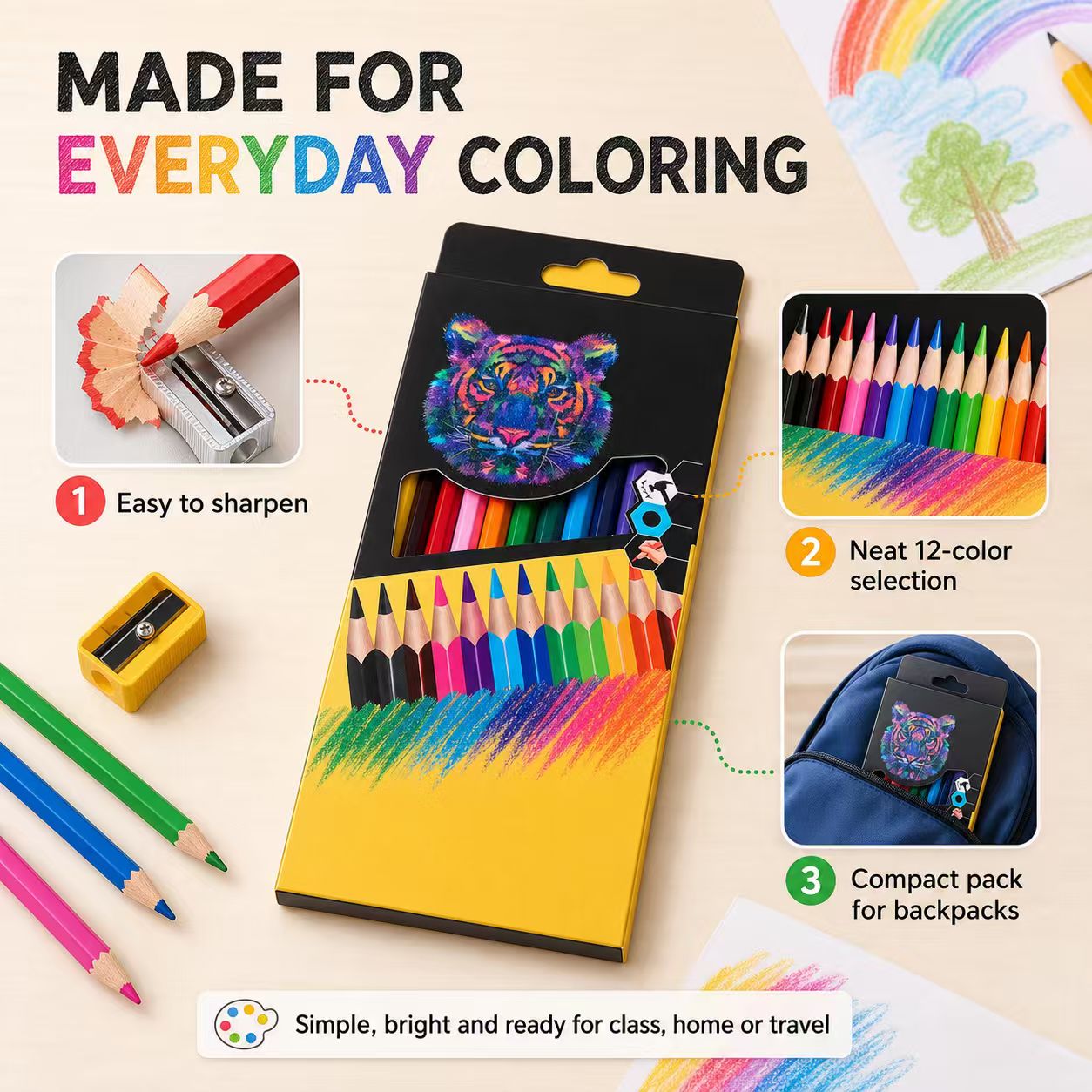 12-Color Pencil Set in Tiger-Print Box — thumbnail 5