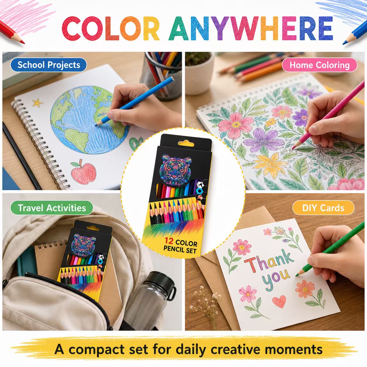 12-Color Pencil Set in Tiger-Print Box — thumbnail 2