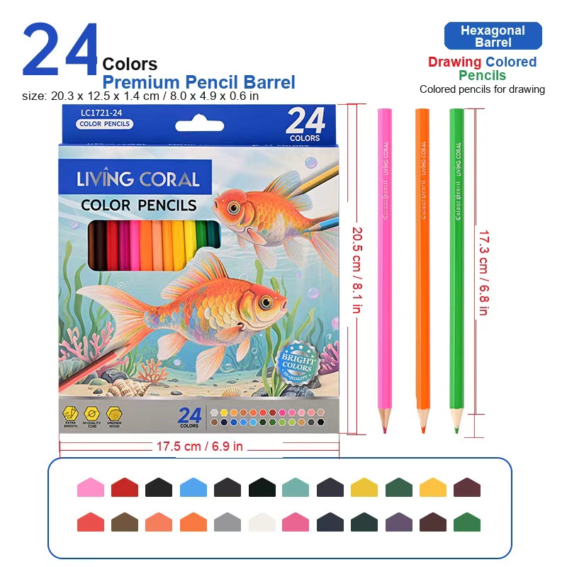 Wooden Colored Pencil Set in Fish-Print Box — thumbnail 6