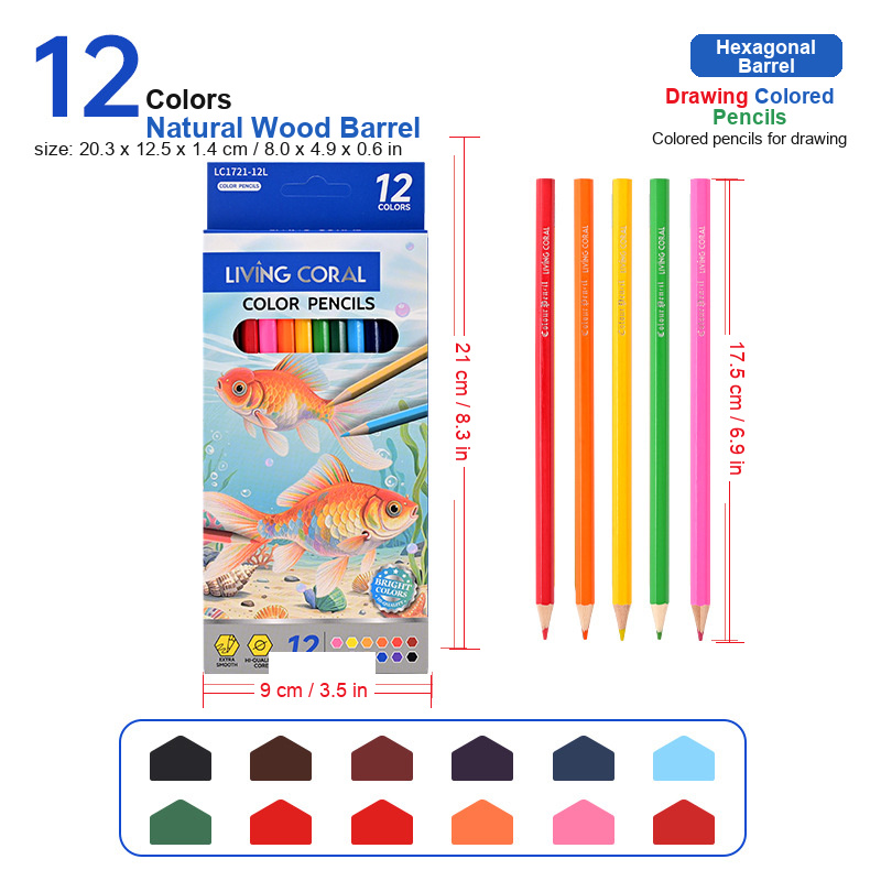 Wooden Colored Pencil Set in Fish-Print Box — thumbnail 4