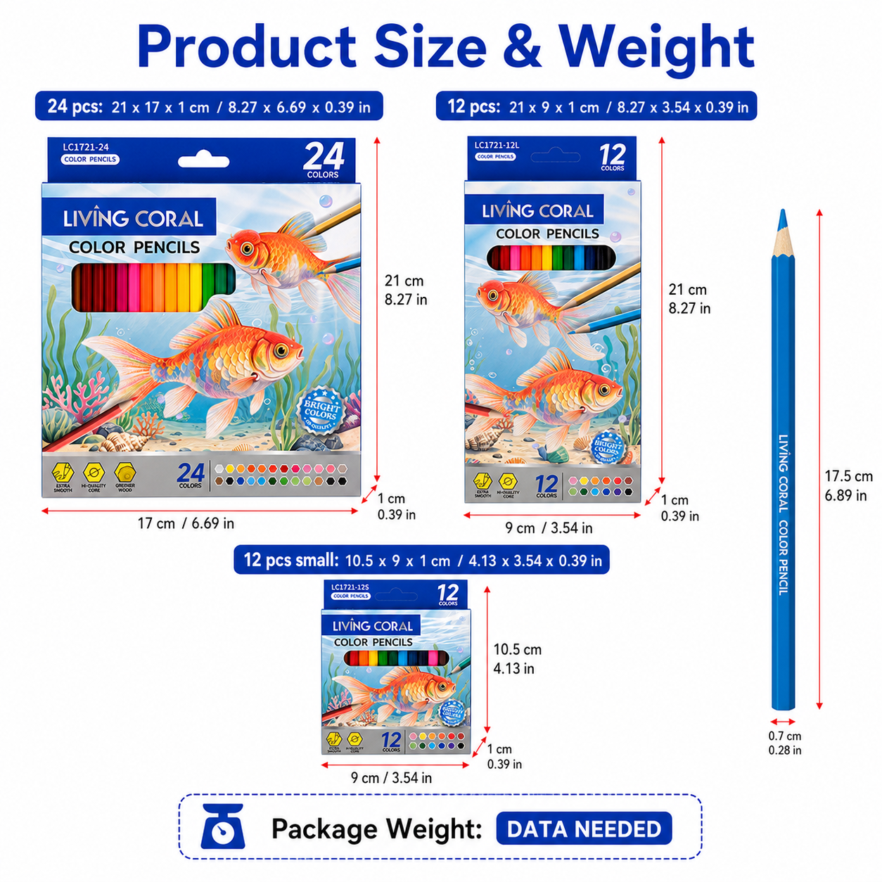 Wooden Colored Pencil Set in Fish-Print Box — thumbnail 10