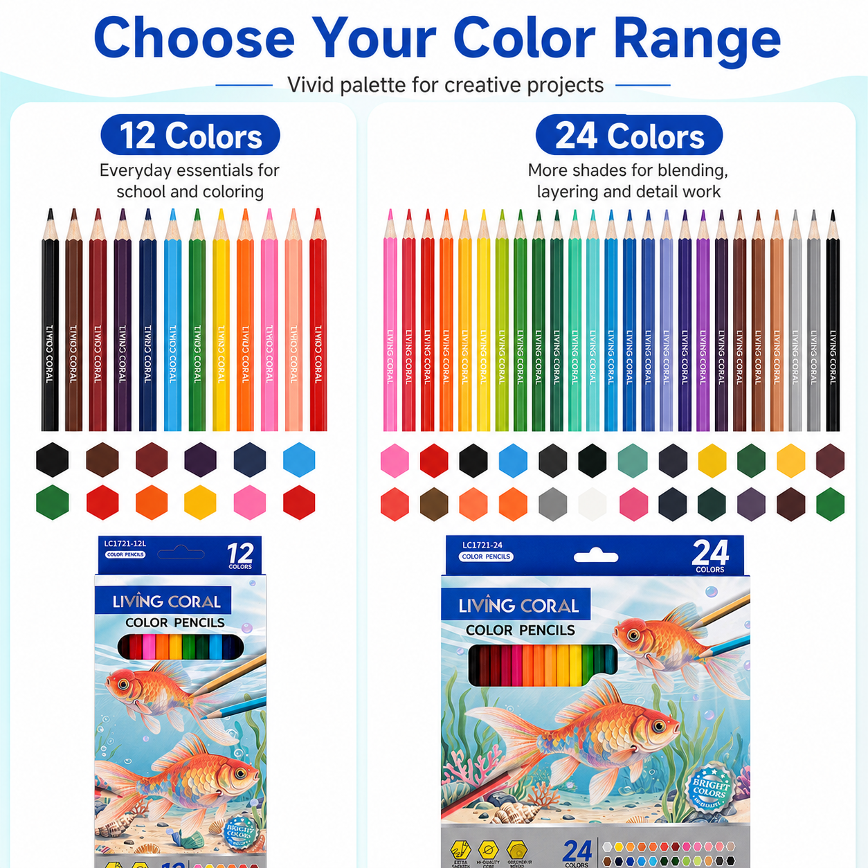 Wooden Colored Pencil Set in Fish-Print Box — thumbnail 8