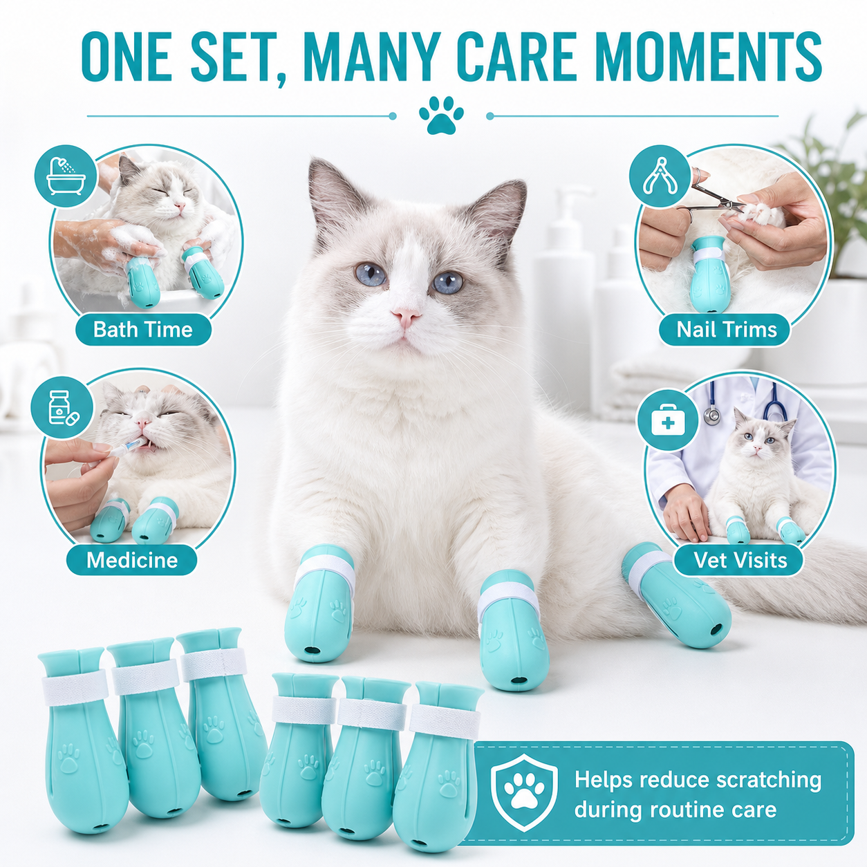 Adjustable Silicone Cat Bathing Paw Covers — thumbnail 4