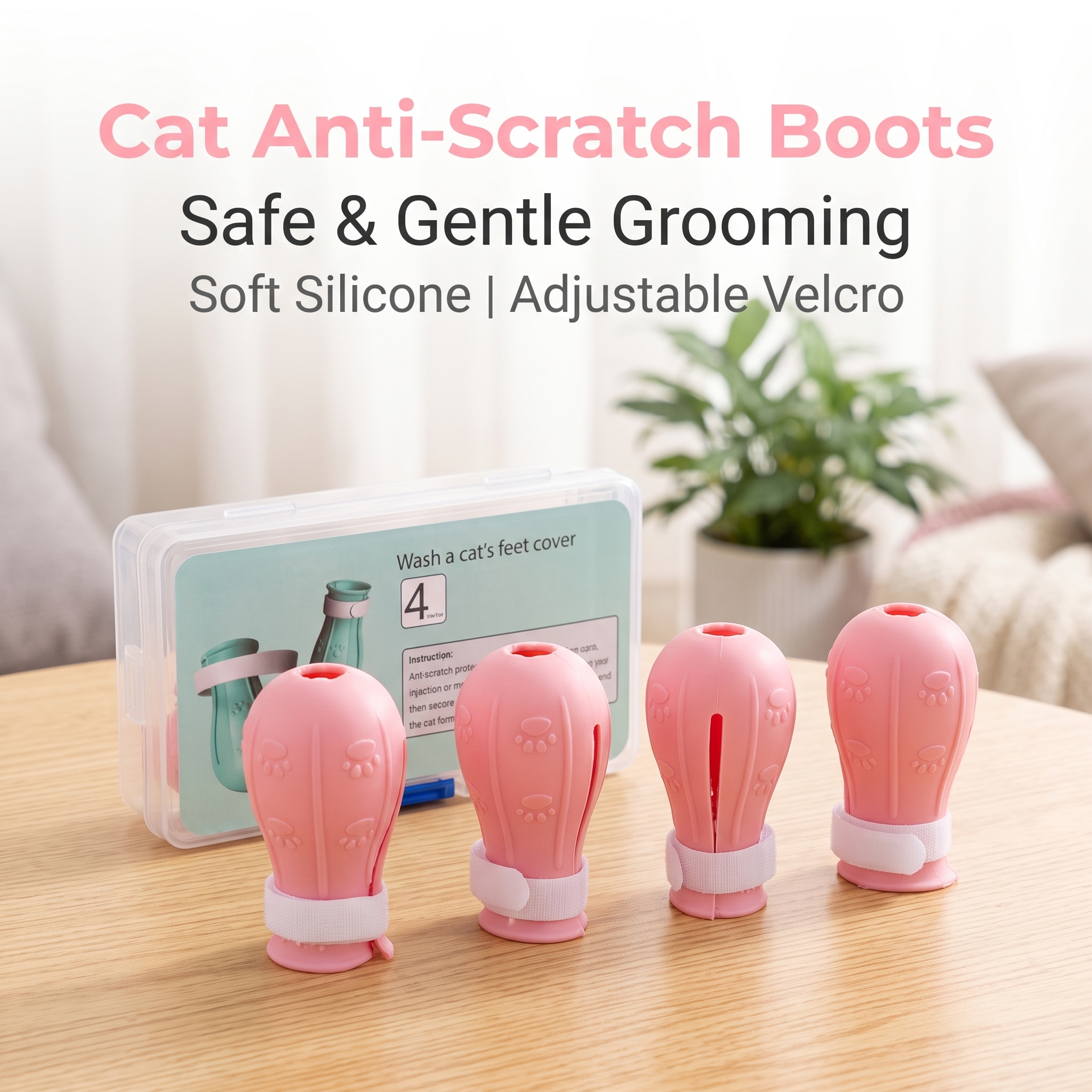 Adjustable Silicone Cat Bathing Paw Covers — image 1