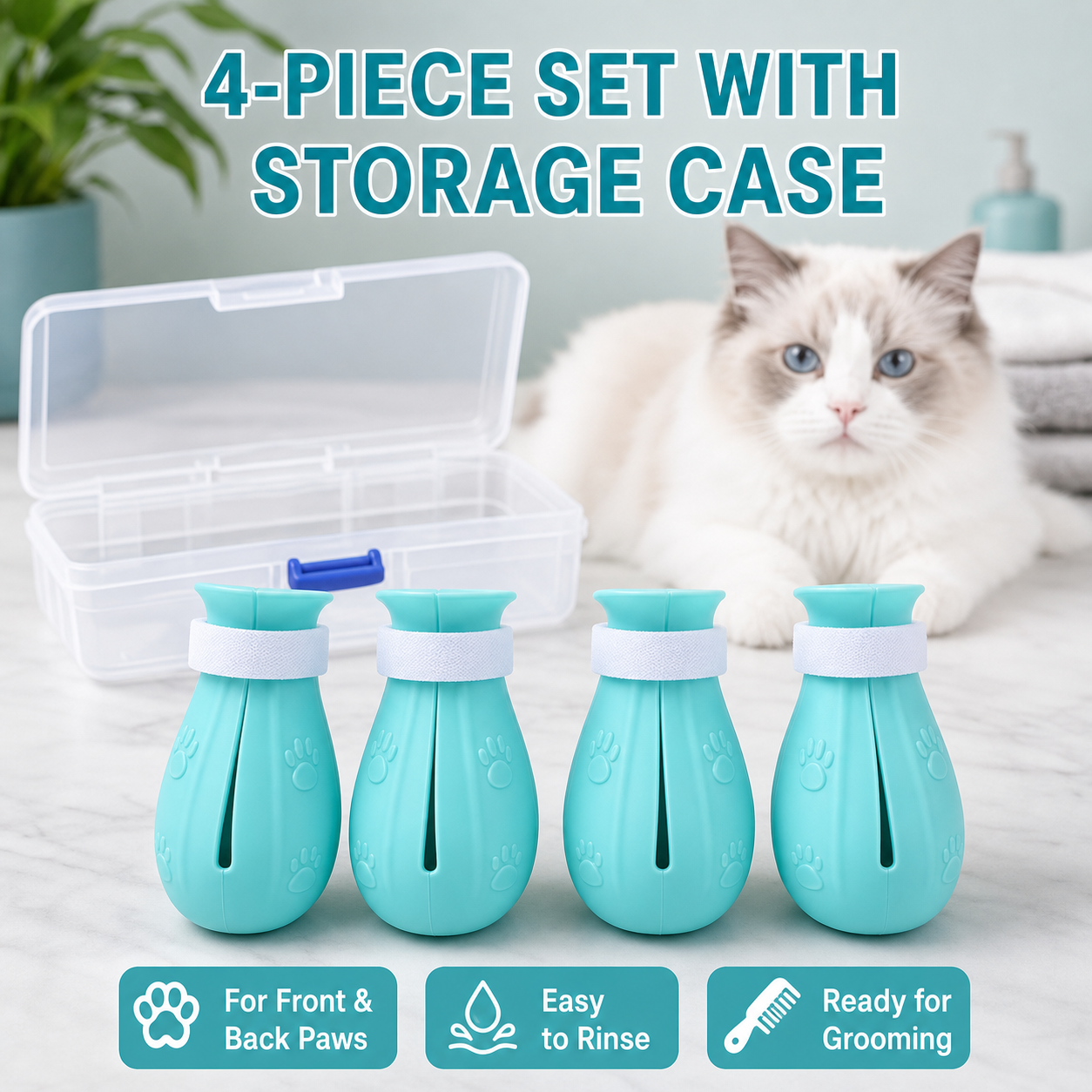 Adjustable Silicone Cat Bathing Paw Covers — thumbnail 5