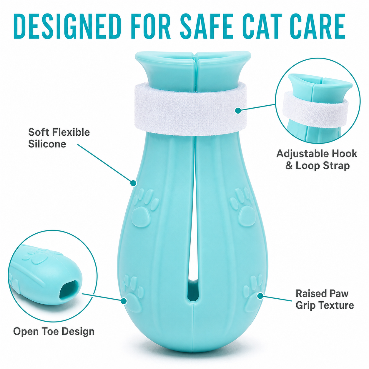 Adjustable Silicone Cat Bathing Paw Covers — thumbnail 7