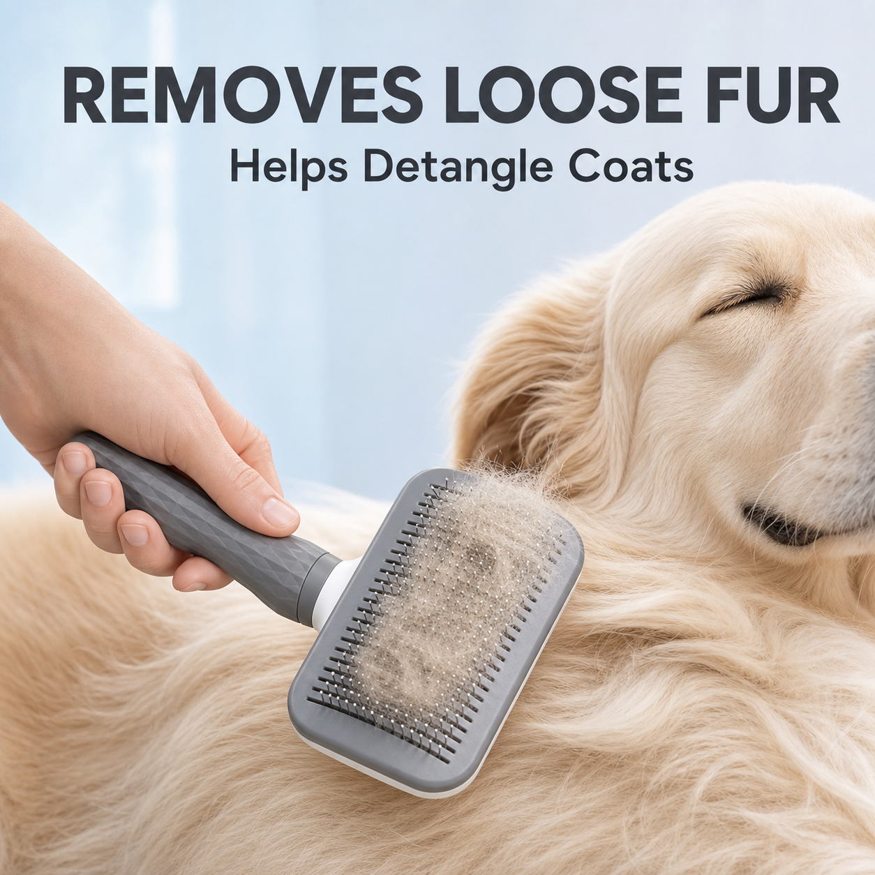 Pet Slicker Brush with One-Button Hair Release — thumbnail 2