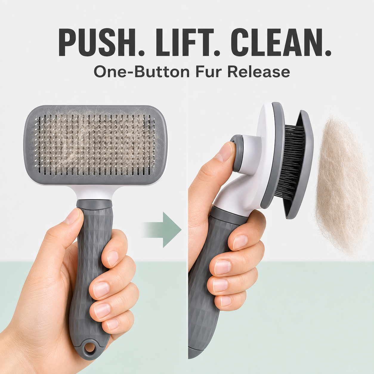 Pet Slicker Brush with One-Button Hair Release — thumbnail 3