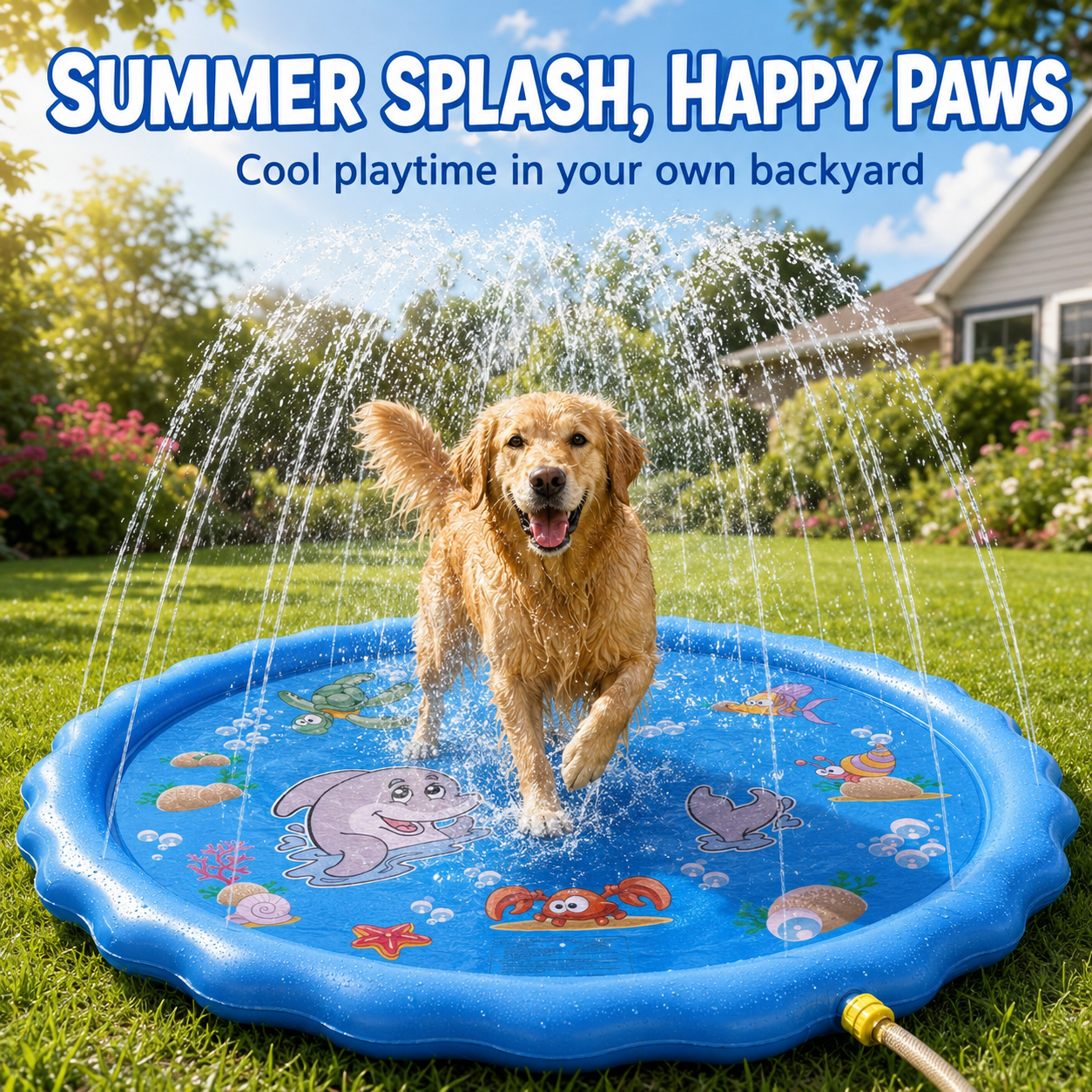 Outdoor Dog Splash Pad with Adjustable Spray — thumbnail 2