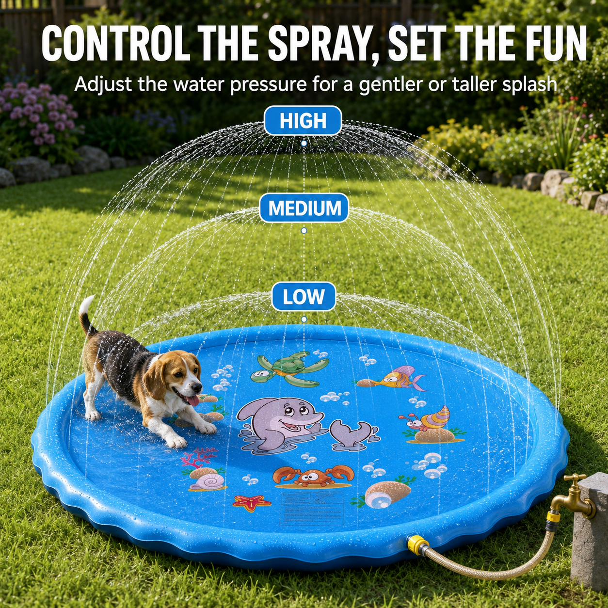 Outdoor Dog Splash Pad with Adjustable Spray — thumbnail 4