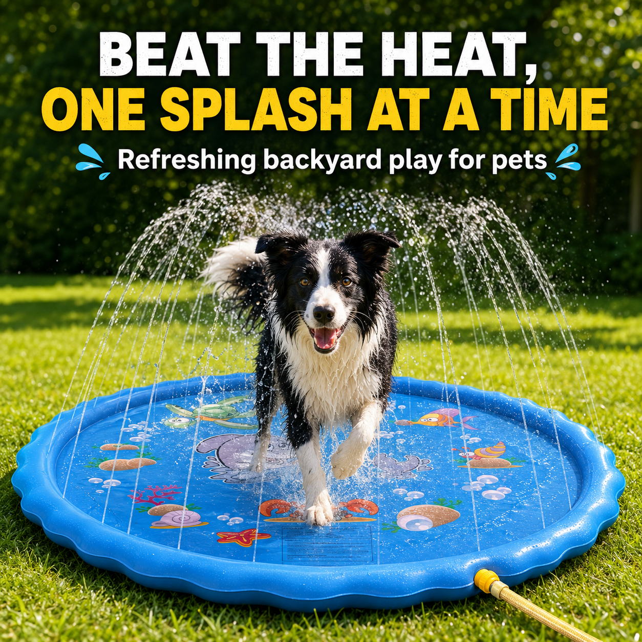 Outdoor Dog Splash Pad with Adjustable Spray