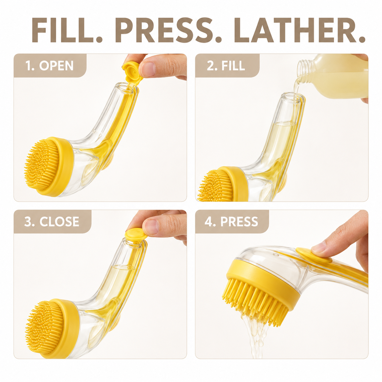 3-in-1 Silicone Pet Bath Brush with Shampoo Dispenser — thumbnail 5