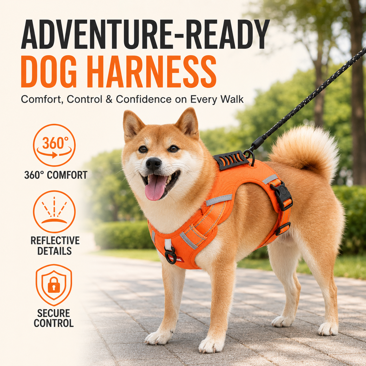 Padded Dog Harness with Dual Leash Attachment Points — image 1