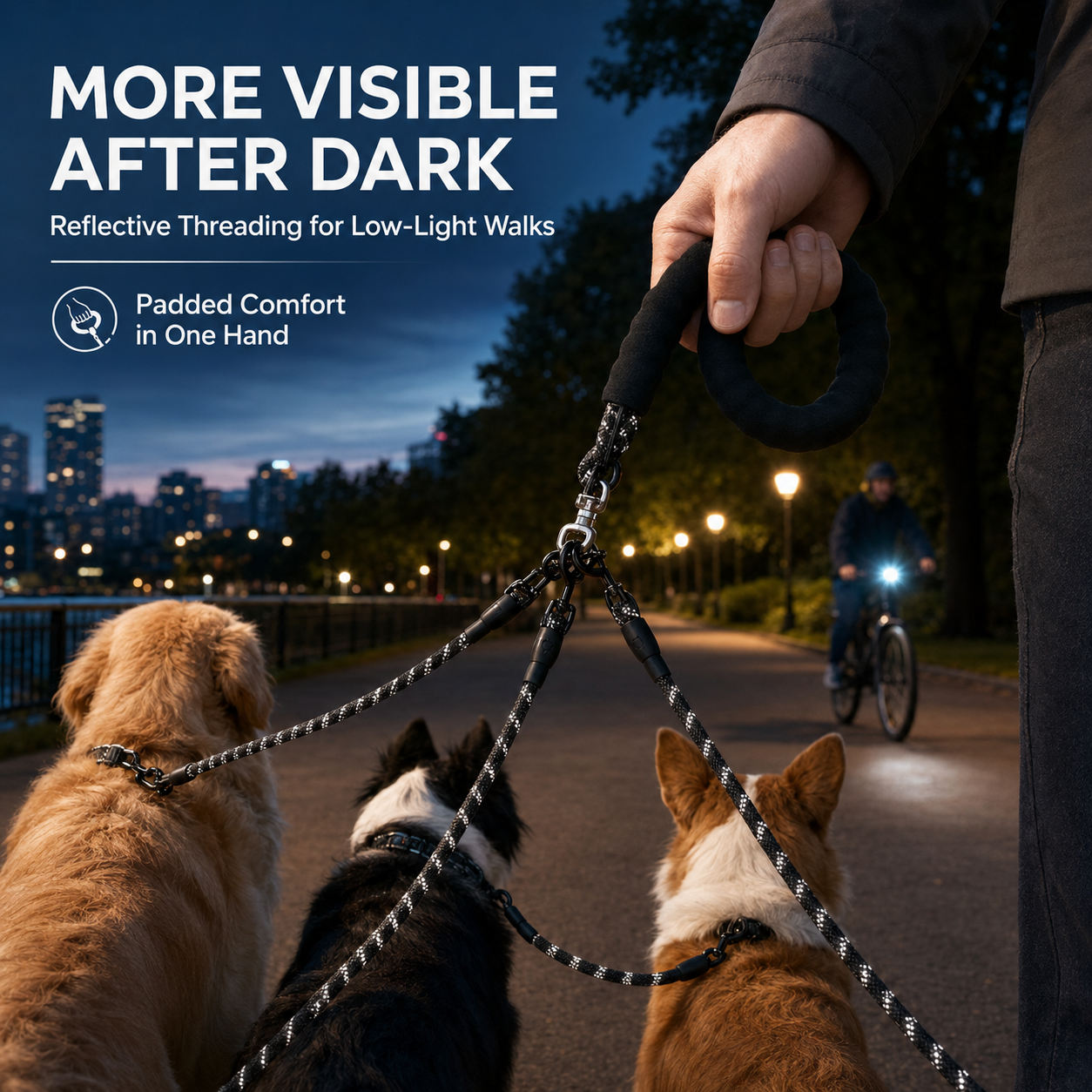 Reflective Multi-Dog Leash with Cushioned Handle — thumbnail 5