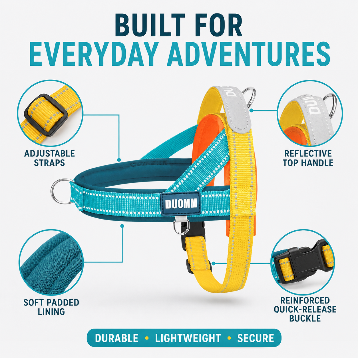 Reflective Padded Dog Harness for Walking and Hiking — thumbnail 6
