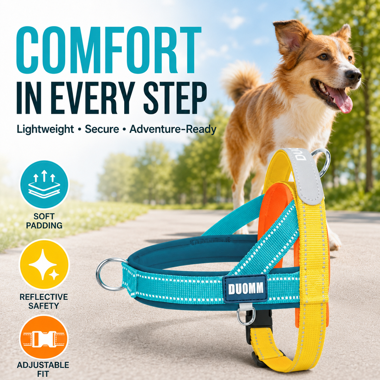 Reflective Padded Dog Harness for Walking and Hiking — thumbnail 7