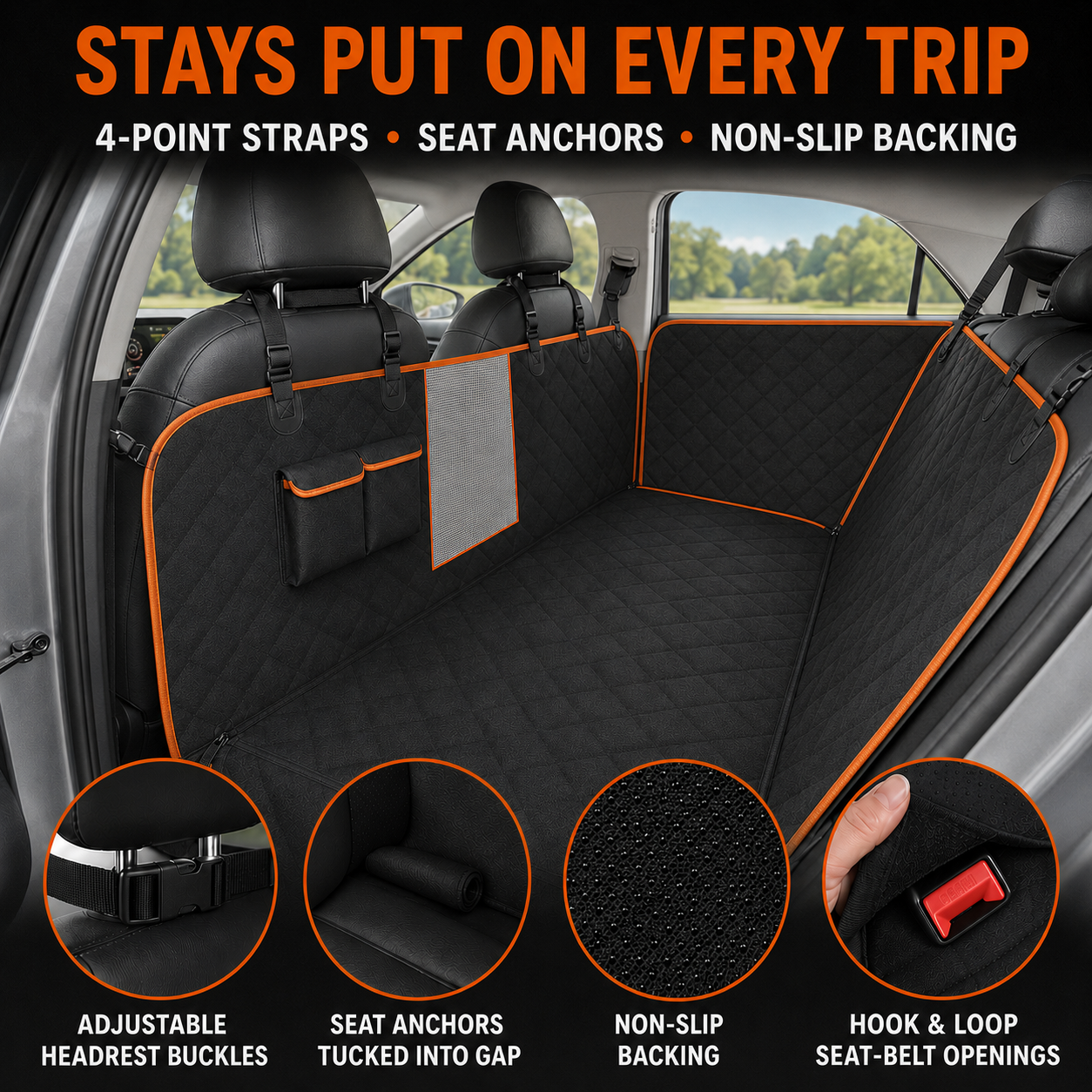 Dog Car Back Seat Cover with Side Panels — thumbnail 7
