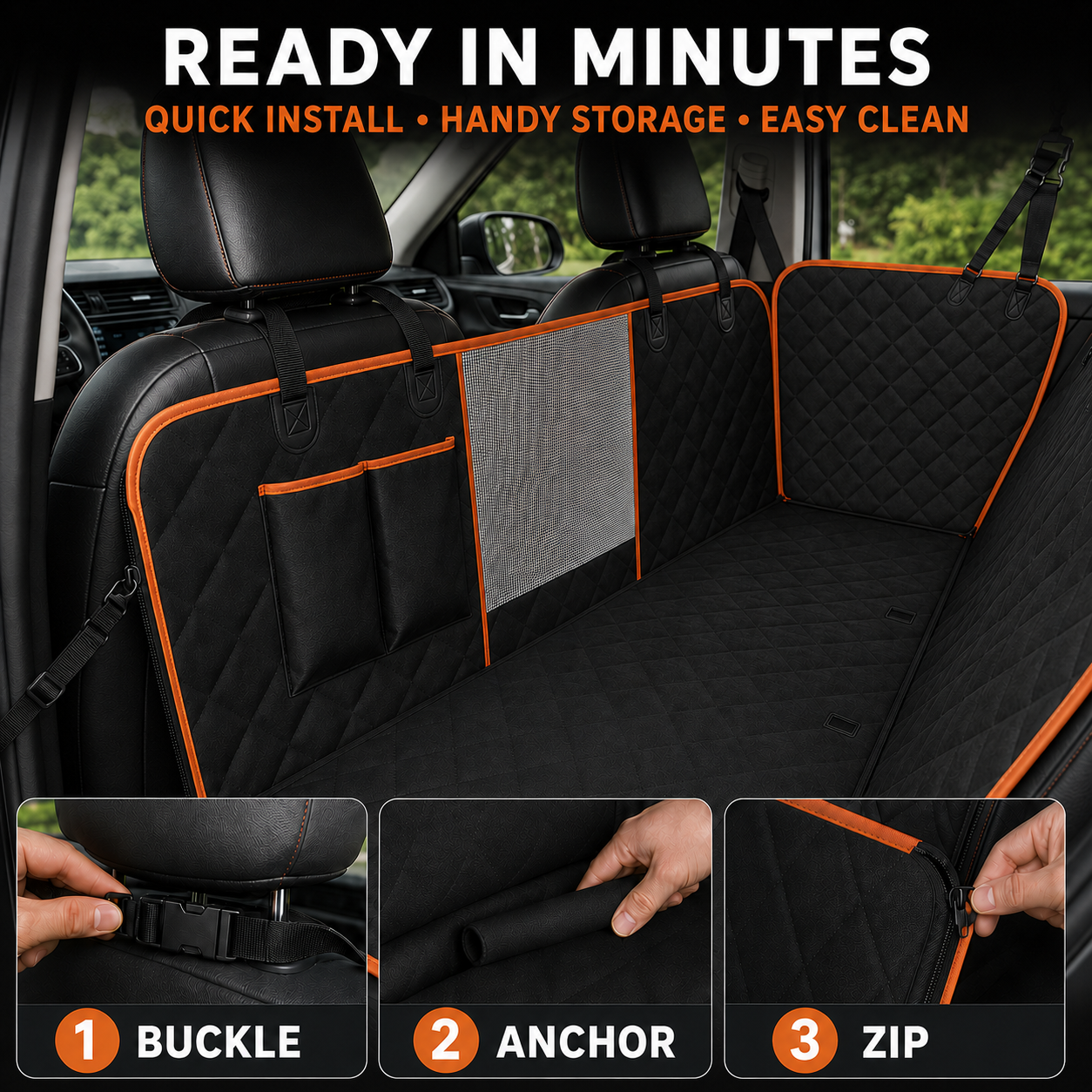 Dog Car Back Seat Cover with Side Panels — thumbnail 3