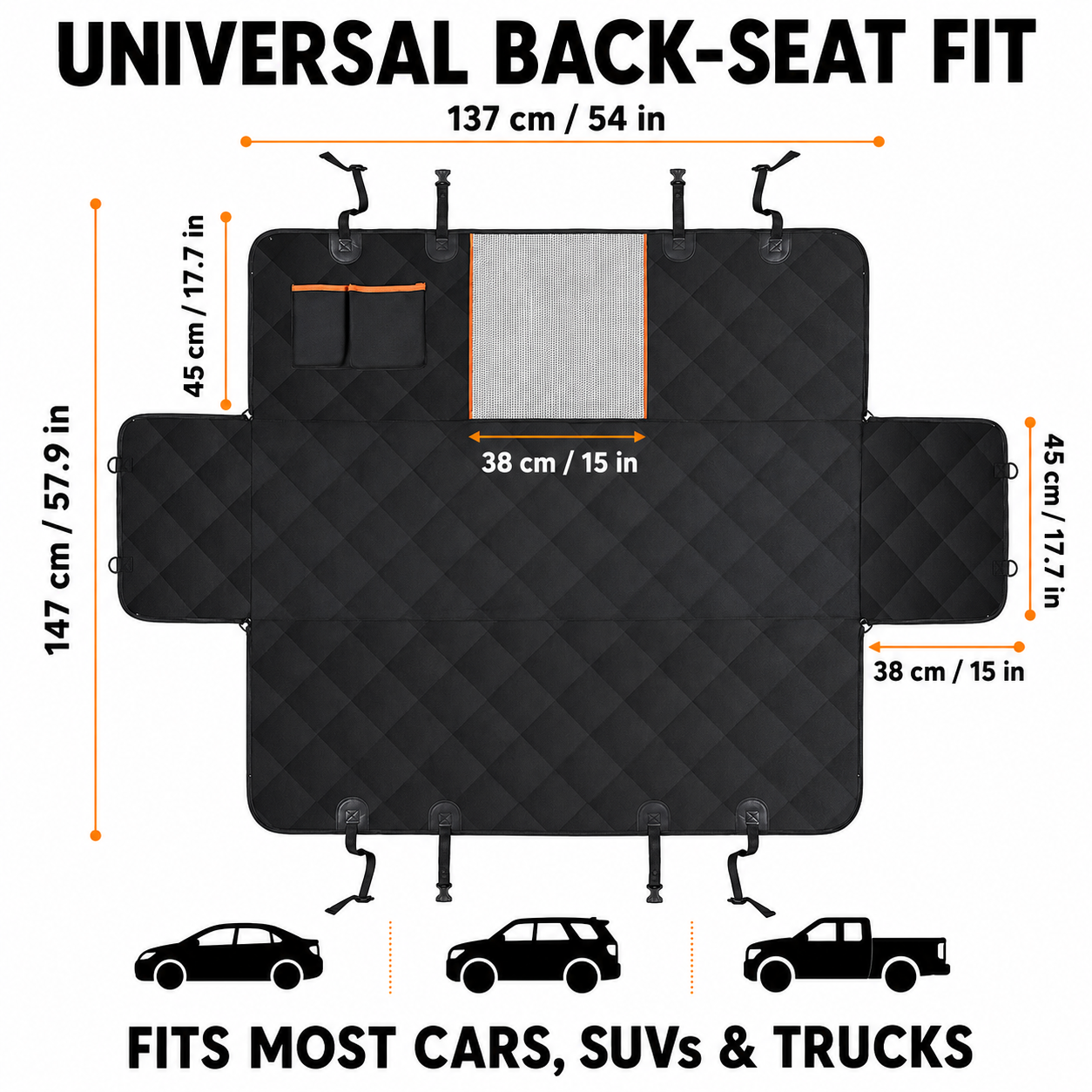 Dog Car Back Seat Cover with Side Panels — thumbnail 2