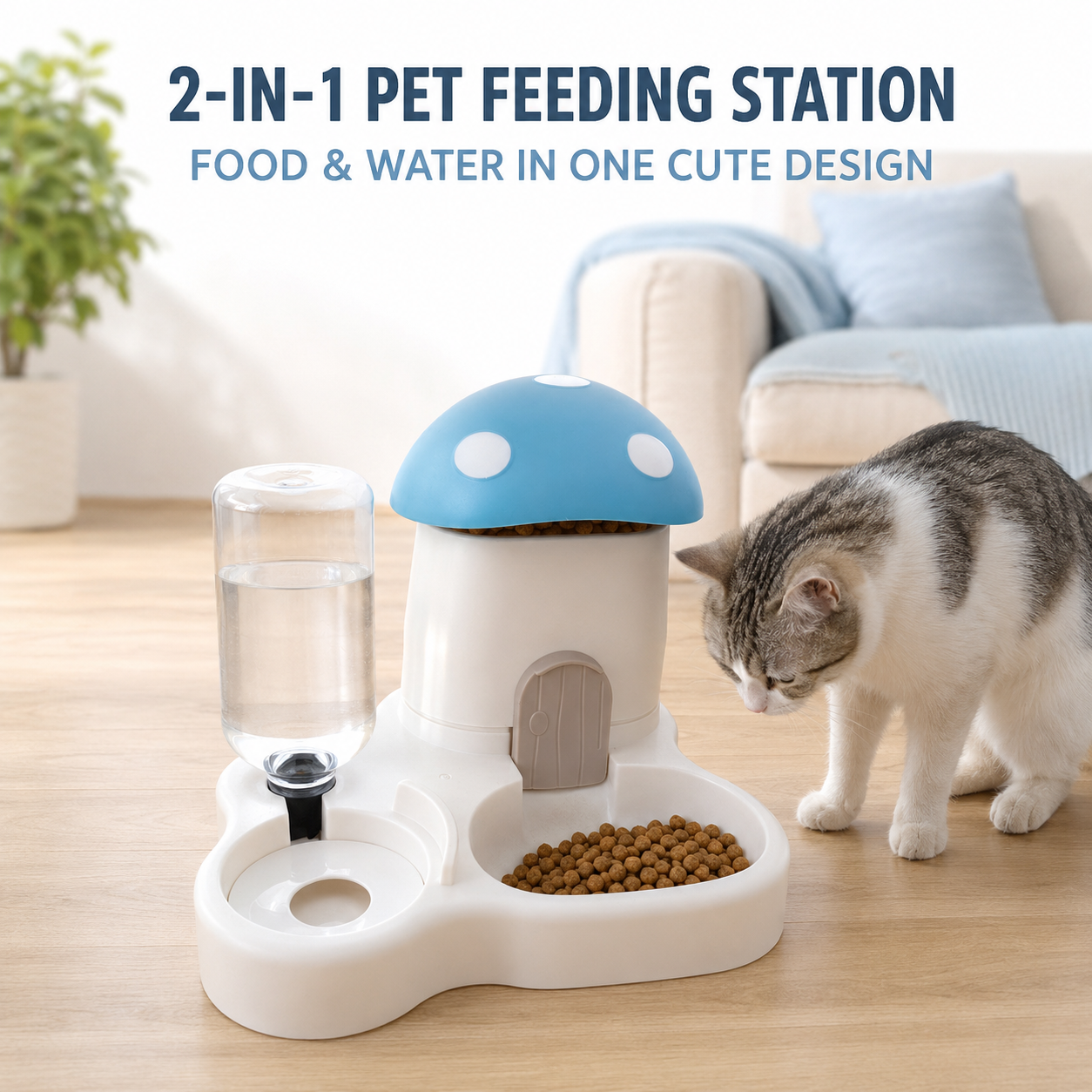 Mushroom-Shaped Gravity Pet Feeder and Water Dispenser — thumbnail 6