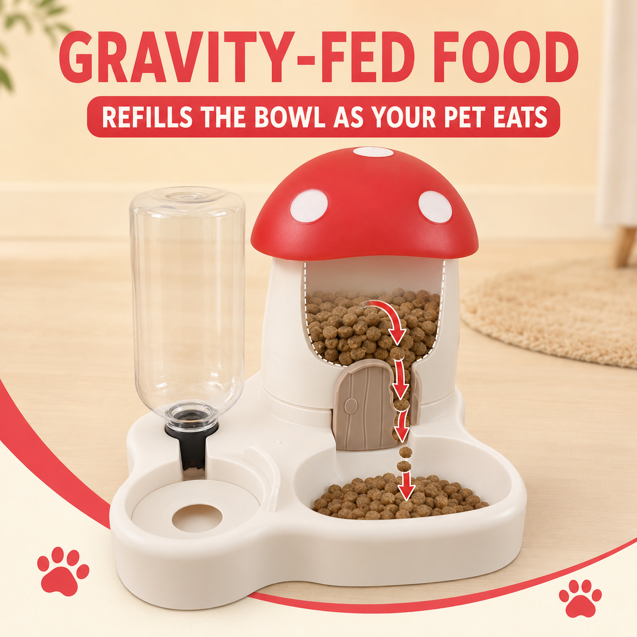 Mushroom-Shaped Gravity Pet Feeder and Water Dispenser — thumbnail 2