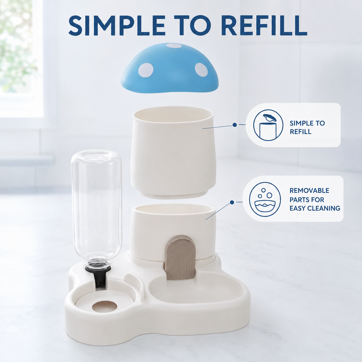Mushroom-Shaped Gravity Pet Feeder and Water Dispenser — thumbnail 9